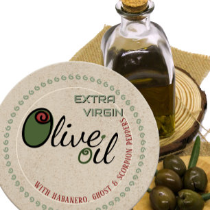 Sticker Rond Le marché de l'huile d'olive chaude et épicée Extr