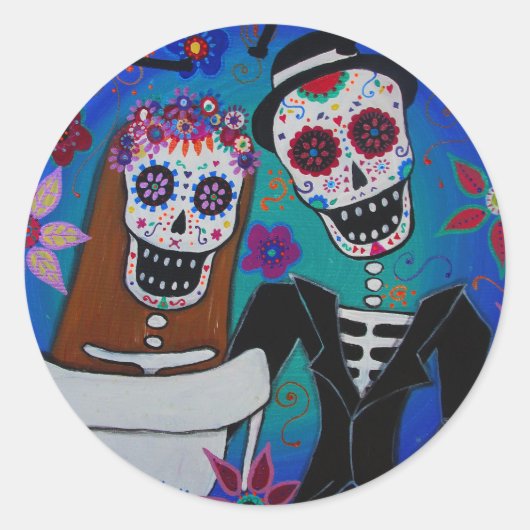 STICKER ROND LE MARIAGE AMO DIA DE LOS MUERTOS (Devant)