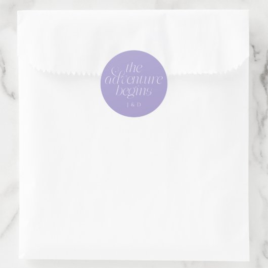 Sticker Rond Le Mariage Commence Violet (Sac)