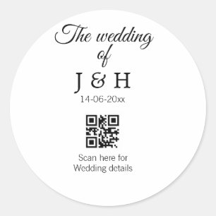 Sticker Rond Le mariage d'ajouter le nom de couple QR code scan