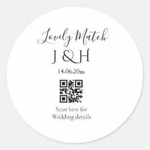 Sticker Rond Le mariage d'ajouter le nom de couple QR code scan
