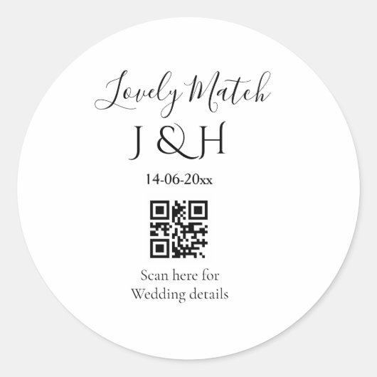 Sticker Rond Le mariage d'ajouter le nom de couple QR code scan (Devant)