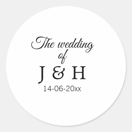 Sticker Rond Le mariage d'ajouter le nom du couple date de la l (Devant)