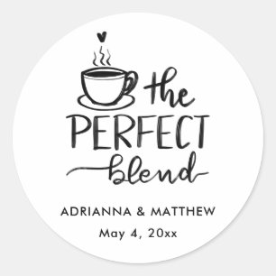 Sticker Rond Le Mariage De Café À La Main Parfait