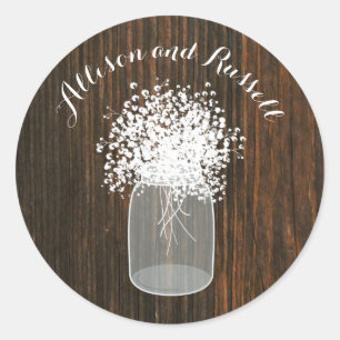 Sticker Rond Le Mariage de la respiration du bébé Mason Jar ins
