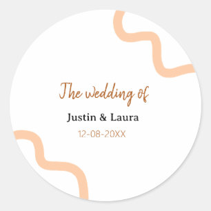 Sticker Rond Le mariage de nom de la mariée et du marié date pê
