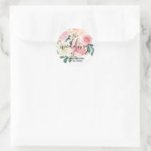Sticker Rond Le Mariage Du Mariage Floral Rose (Sac)