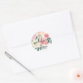 Sticker Rond Le Mariage Du Mariage Floral Rose (Enveloppe)