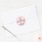 Sticker Rond Le Mariage Du Mariage Rose (Enveloppe)
