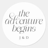 Sticker Rond Le Mariage : L'Aventure Commence Blanc (Devant)