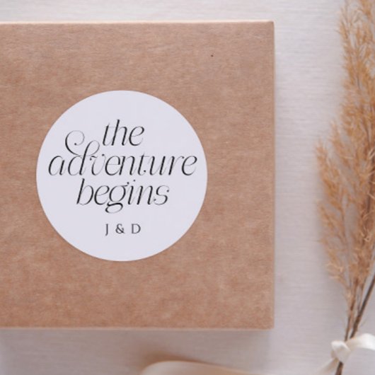 Sticker Rond Le Mariage : L'Aventure Commence Blanc