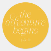 Sticker Rond Le Mariage : L'Aventure Commence Jaune (Devant)