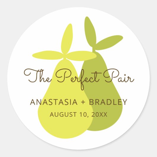 Sticker Rond Le Mariage Parfait Paire Jaune Vert Poires (Devant)