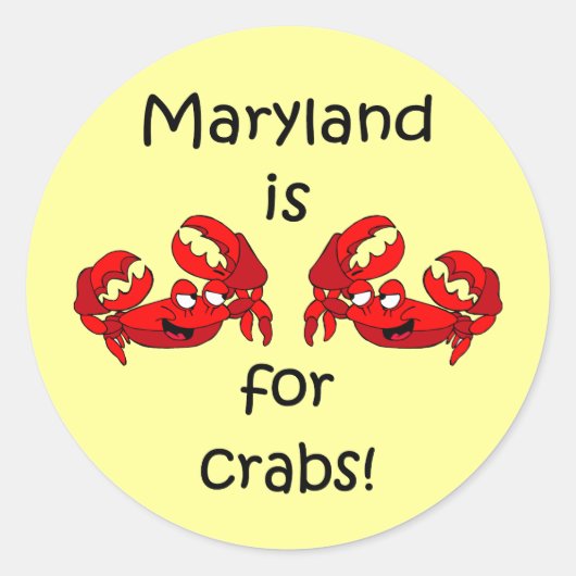 Sticker Rond Le Maryland est pour les crabes (Devant)