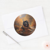 Sticker Rond Le Mastiff tibétain en automne les feuilles automn (Enveloppe)