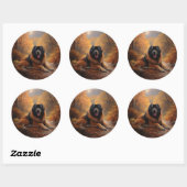 Sticker Rond Le Mastiff tibétain en automne les feuilles automn (Feuille)