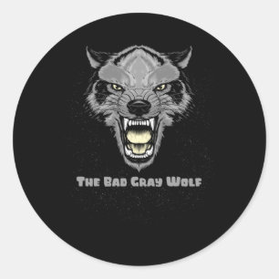 Sticker Rond Le Mauvais Loup Gris