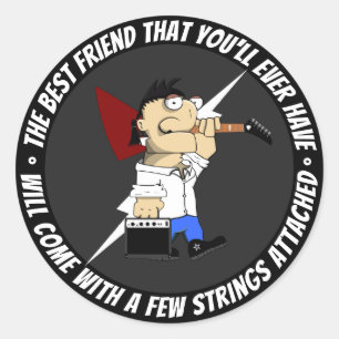 Sticker Rond Le meilleur ami du joueur de guitare sur la route 