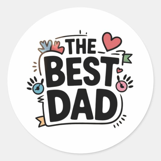 Sticker Rond Le meilleur design de texte papa (Devant)