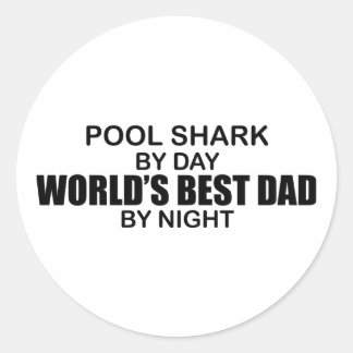 Sticker Rond Le meilleur papa du monde de requins de piscine pa