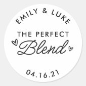 Sticker Rond Le Mélange Parfait B&W Coffee Wedding Favoriser (Devant)