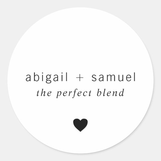 Sticker Rond Le Mélange Parfait Coeur Mariage Café Faveur (Devant)