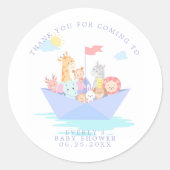 Sticker Rond Le Merci de Baby shower d'arche de Noah (Devant)
