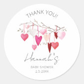 Sticker Rond Le Merci de Baby shower petit amour préféré (Devant)
