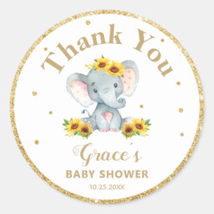 Sticker Rond Le Merci de tournesol éléphant privilégie la Parti