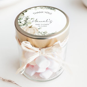 Sticker Rond Le Merci du petit Baby shower Citrouille est favor