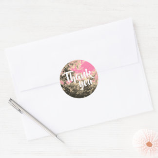 Sticker Rond Le Merci magenta de la nature