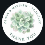 Sticker Rond Le Merci Mariage réussi | Aquarelle Botanique<br><div class="desc">Complétez votre fête avec cet autocollant de remerciement personnalisé, avec une belle aquarelle succulente design entourée de vos noms, date mariage, et un message de remerciement. Parfait pour sceller les faveurs de mariage, les sacs de remerciement, les boîtes de bienvenue ou les enveloppes, cet autocollant rond succulent ajoute une touche...</div>