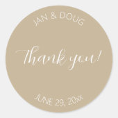 Sticker Rond Le Merci Mariage stylisé kaki (Devant)