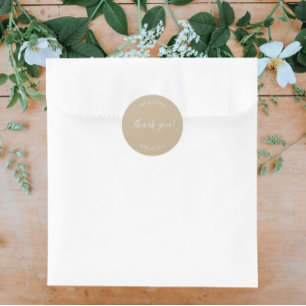 Sticker Rond Le Merci Mariage stylisé kaki