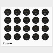 Sticker Rond Le Merci moderne Black Gold Flourish Favoriser (Feuille)