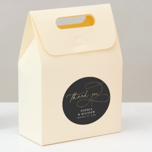 Sticker Rond Le Merci moderne Black Gold Flourish Favoriser