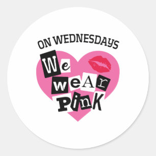Sticker Rond Le Mercredi Nous Portons Pink Funny Valentine 1