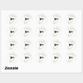 Sticker Rond Le mignon blanc Halloween fantôme dit BOO (Feuille)