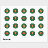 Sticker Rond Le mignon Rudolph Reindeer Joyeux Noël à (Feuille)