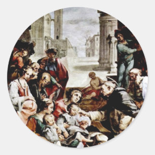 Sticker Rond Le miracle de St Giacinto par Salimbeni Ventura
