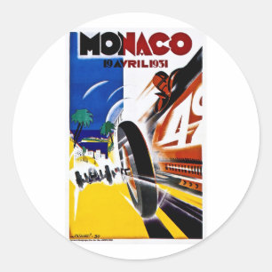 Sticker Rond Le Monaco 1931 Grand prix - affiche vintage de