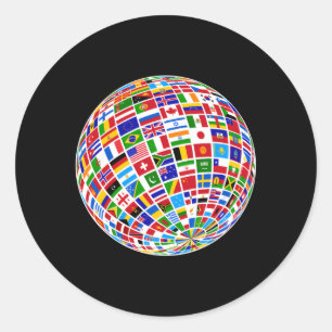 Sticker Rond Le Monde Du Monde Derrière Les Pays Du Monde