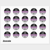 Sticker Rond Le monogramme pourpre de mariage appelle le joint (Feuille)