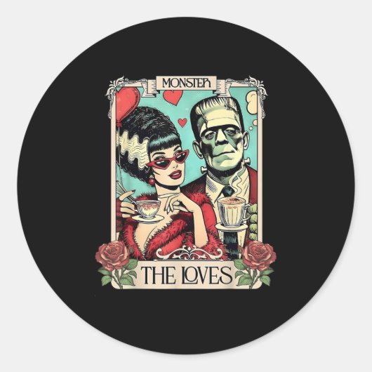 Sticker Rond Le Monster Frankenstein Et Marier Les Amateurs Tar (Devant)