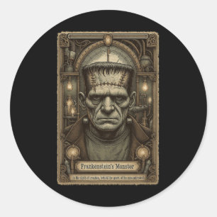 Sticker Rond Le Monster Frankenstein Vintage Halloween Tarot C