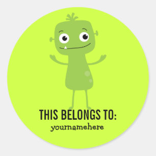 Sticker Rond Le monstre mignon idiot CECI APPARTIENT aux