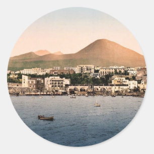 Sticker Rond Le mont Vésuve, avec Torre de Creco, Naples,