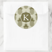 Sticker Rond Le motif kaki | d'ananas ajoutent votre initiale (Sac)