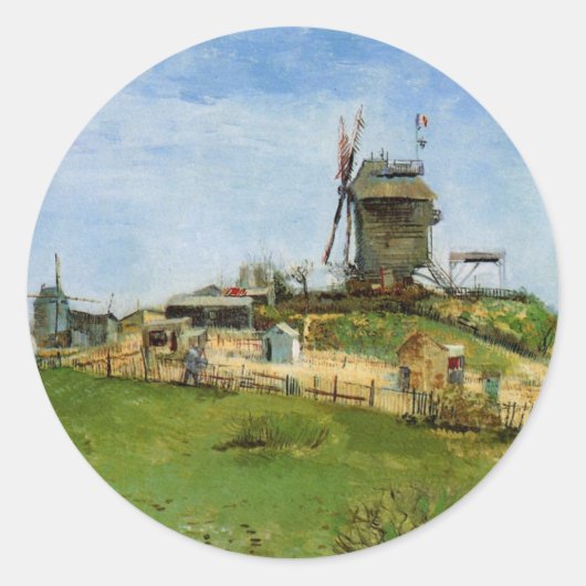 Sticker Rond Le Moulin de la Galette par Vincent van Gogh (Devant)