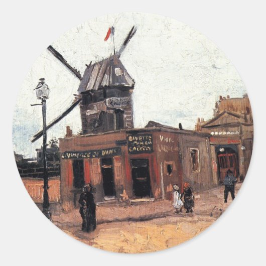 Sticker Rond Le Moulin de la Galette par Vincent van Gogh (Devant)